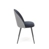 Scaun tapitat living/sufragerie Halmar K478, cadru metal, stil modern, 49x54x84x48cm, catifea/stofa, negru/alb