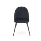 Scaun tapitat stil clasic, pentru living/sufragerie, metalic, suporturi antiderapante, catifea si stofa, negru/alb