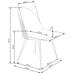 Scaun tapitat living/sufragerie Halmar K478, cadru metal, stil modern, 49x54x84x48cm, catifea/stofa, negru/alb