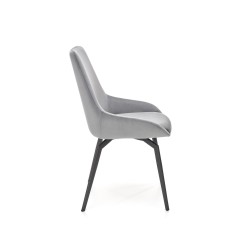 Scaun tapitat pentru living/sufragerie, cadru metalic, design modern, gri si negru