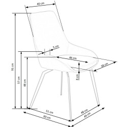 Scaun tapitat living/sufragerie Halmar K479, cadru metal,  stil modern, 49x60x91x48cm, catifea, gri