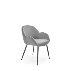 Scaun tapitat living/sufragerie Halmar K480, cadru metal,  stil modern, 59x59x79x48cm, catifea, gri