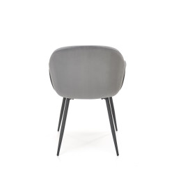 Scaun tapitat living/sufragerie Halmar K480, cadru metal,  stil modern, 59x59x79x48cm, catifea, gri