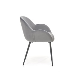 Scaun tapitat living/sufragerie Halmar K480, cadru metal,  stil modern, 59x59x79x48cm, catifea, gri