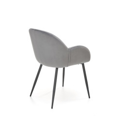 Scaun tapitat living/sufragerie Halmar K480, cadru metal,  stil modern, 59x59x79x48cm, catifea, gri