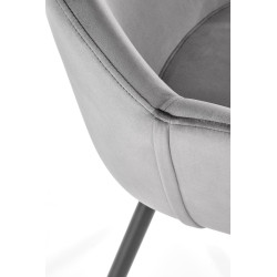 Scaun tapitat living/sufragerie Halmar K480, cadru metal,  stil modern, 59x59x79x48cm, catifea, gri