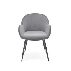 Scaun tapitat living/sufragerie Halmar K480, cadru metal,  stil modern, 59x59x79x48cm, catifea, gri
