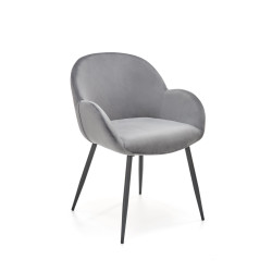 Scaun tapitat living/sufragerie Halmar K480, cadru metal,  stil modern, 59x59x79x48cm, catifea, gri