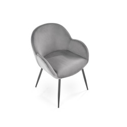 Scaun tapitat living/sufragerie Halmar K480, cadru metal,  stil modern, 59x59x79x48cm, catifea, gri