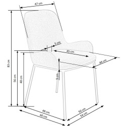 Scaun living/sufragerie Halmar K481, cadru metal,  stil modern, 54x60x83x48cm, textil, gri