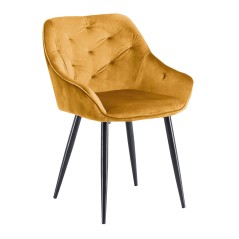 Scaun tapitat living/sufragerie Halmar K487, cadru metal,  stil modern, 56x65x81x51cm, catifea, galben