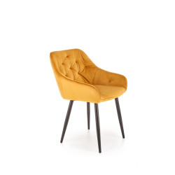 Scaun tapitat living/sufragerie Halmar K487, cadru metal,  stil modern, 56x65x81x51cm, catifea, galben