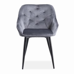 Scaun pentru living Chiara, matlasat cu catifea, stil modern, 56x65x81x51 cm, gri