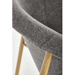 Scaun living/sufragerie Halmar K489, cadru lemn,  stil scandinav, 59x56x80x46cm, textil, gri