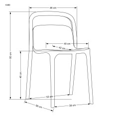 Scaun dining/bucatarie Halmar K490, cadru polipropilena, stivuibil, stil scandinav, 46x55x80x46cm, polipropilena, alb