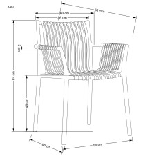 Scaun gradina Halmar K492, cadru polipropilena, stivuibil, stil scandinav, 60x56x84x45cm, polipropilena, negru