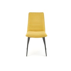 Scaun tapitat pentru dining, cadru metalic, inaltime 92 cm, latime 47 cm, textil galben