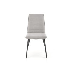 Scaun dining, cadru metalic, tapiterie gri, inaltime 92 cm, latime 47 cm, stil clasic