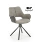 Scaun pentru living, rotativ 360 grade, stil modern, 57x59x85x50 cm, tapiterie textila gri, cadru metalic