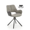 Scaun living/sufragerie Halmar K494, cadru lemn, rotativ 360 grade, stil modern, 57x59x85x50cm, textil, gri