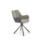 Scaun pentru living, rotativ 360 grade, stil modern, 57x59x85x50 cm, tapiterie textila gri, cadru metalic