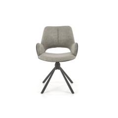 Scaun pentru living, rotativ 360 grade, stil modern, 57x59x85x50 cm, tapiterie textila gri, cadru metalic