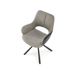 Scaun living/sufragerie Halmar K494, cadru lemn, rotativ 360 grade, stil modern, 57x59x85x50cm, textil, gri