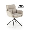 Scaun living/sufragerie Halmar K495, cadru lemn, rotativ 180 grade, stil modern, 60x65x87x51cm, textil, bej