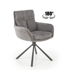 Scaun living/sufragerie Halmar K495, cadru lemn, rotativ 180 grade, stil modern, 60x65x87x51cm, textil, gri