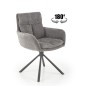 Scaun rotativ pentru sufragerie, 180 grade, picioare otel, modern, 60x65x87x51 cm, gri
