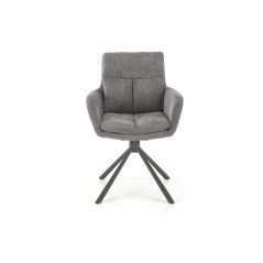 Scaun rotativ pentru sufragerie, 180 grade, picioare otel, modern, 60x65x87x51 cm, gri