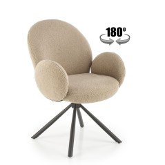 Scaun living/sufragerie Halmar K498, cadru metal, stil modern, 64x63x90x46cm, textil, bej