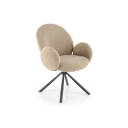Scaun living/sufragerie Halmar K498, cadru metal,  stil modern, 64x63x90x46cm, textil, bej