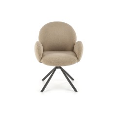 Scaun Carina pentru living, tesatura bouclé, rotativ la 180 grade, 64x63x90x46 cm, bej