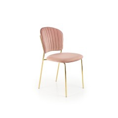 Scaun tapitat dining/bucatarie Halmar K499, cadru metal,  stil glamour, 47x56x85x49cm, catifea, roz