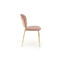 Scaun tapitat dining/bucatarie Halmar K499, cadru metal,  stil glamour, 47x56x85x49cm, catifea, roz