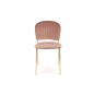 Scaun dining/bucatarie, stil glamour, catifea roz, cadru otel cromat auriu, 47x56x85x49 cm
