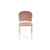 Scaun tapitat dining/bucatarie Halmar K499, cadru metal,  stil glamour, 47x56x85x49cm, catifea, roz