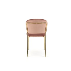 Scaun tapitat dining/bucatarie Halmar K499, cadru metal,  stil glamour, 47x56x85x49cm, catifea, roz
