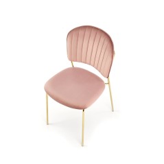 Scaun tapitat dining/bucatarie Halmar K499, cadru metal,  stil glamour, 47x56x85x49cm, catifea, roz