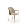 Scaun tapitat dining/bucatarie Halmar K500, cadru metal, stil glamour, 53x57x80x46cm, catifea, bej/negru