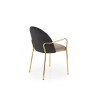 Scaun tapitat dining/bucatarie Halmar K500, cadru metal, stil glamour, 53x57x80x46cm, catifea, bej/negru