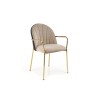 Scaun tapitat dining/bucatarie Halmar K500, cadru metal, stil glamour, 53x57x80x46cm, catifea, bej/negru