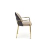 Scaun tapitat dining/bucatarie Halmar K500, cadru metal, stil glamour, 53x57x80x46cm, catifea, bej/negru