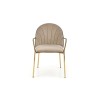 Scaun tapitat dining/bucatarie Halmar K500, cadru metal, stil glamour, 53x57x80x46cm, catifea, bej/negru