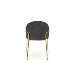 Scaun tapitat dining/bucatarie Halmar K500, cadru metal, stil glamour, 53x57x80x46cm, catifea, bej/negru