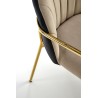 Scaun tapitat dining/bucatarie Halmar K500, cadru metal, stil glamour, 53x57x80x46cm, catifea, bej/negru