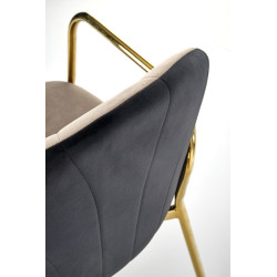 Scaun tapitat dining/bucatarie Halmar K500, cadru metal, stil glamour, 53x57x80x46cm, catifea, bej/negru