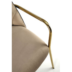 Scaun tapitat dining/bucatarie Halmar K500, cadru metal, stil glamour, 53x57x80x46cm, catifea, bej/negru