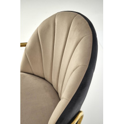 Scaun tapitat dining/bucatarie Halmar K500, cadru metal, stil glamour, 53x57x80x46cm, catifea, bej/negru